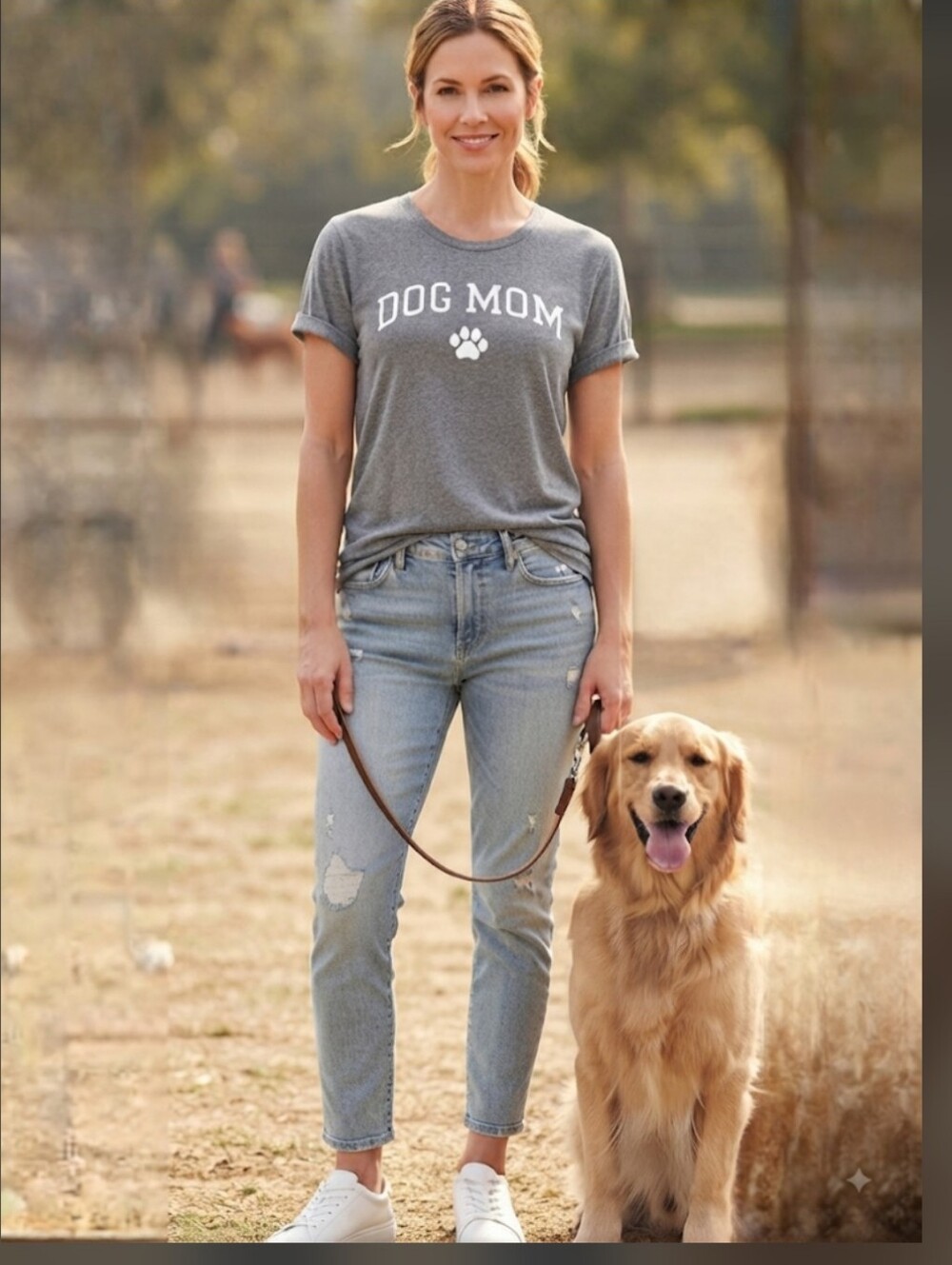 Modern Lux Dog Mom Graphic T-Shirt Grey With White Lettering Size Large EUC